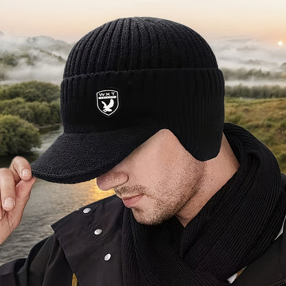 1pc Men's Winter -Lined Thickened Cold Weather Hat, Outdoor Cycling Windproof Warm Winter Ear Protection Beanie Hat, Suitable for Outdoor Travel Warmth, Thick Cycling Cold-Proof Ear Protection Ted Hat, Suitable for Christmas parties, festive outfits