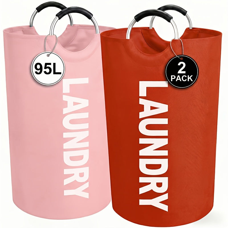 2pcs Large Laundry Basket | Foldable, Elevated, High Quality With Half Ring Handle Design | Brand: Moonrise