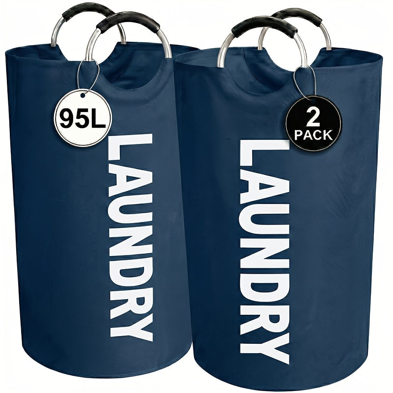 2pcs Large Laundry Basket | Foldable, Elevated, High Quality With Half Ring Handle Design | Brand: Moonrise
