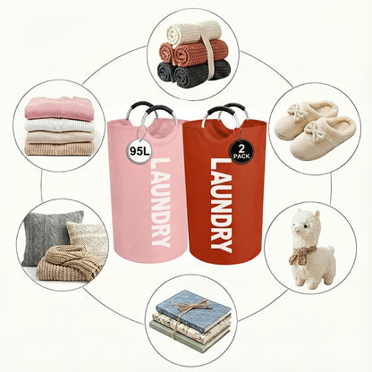 2pcs Large Laundry Basket | Foldable, Elevated, High Quality With Half Ring Handle Design | Brand: Moonrise