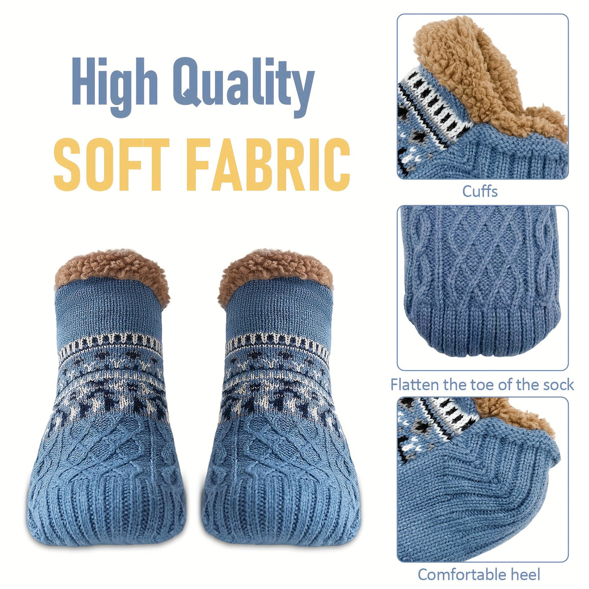 [Cozy Soft Bed Slippers] Men's Cozy And Soft Bed Slippers, Warm City Socks, Knitted And Non-Slip Socks, Suitable for Women As Well, Fluffy Socks