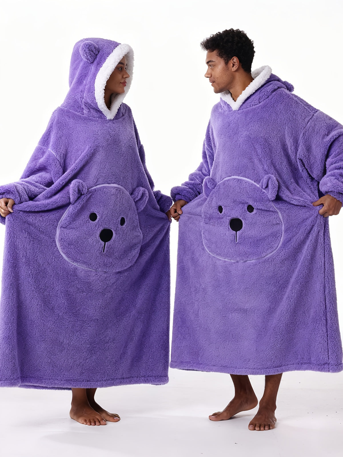 Winter Style--Fleece Style--Christmas--New Year Style--Extra Long, Extra Large, And Extra Thick--Bear Pocket--Men'S Novelty Hoodie--Machine Washable--13 Colors Available--Recommended Height 64.17inch-74.8inch/Recommended Weight 110.23LB-220.46LB--One Size