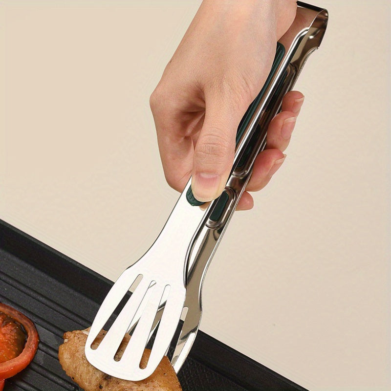 Set of 3 Stainless Steel Food Tongs, Ideal for Buffet And Barbecue, Featuring Silicone Grips for Handling Steak And Other Foods