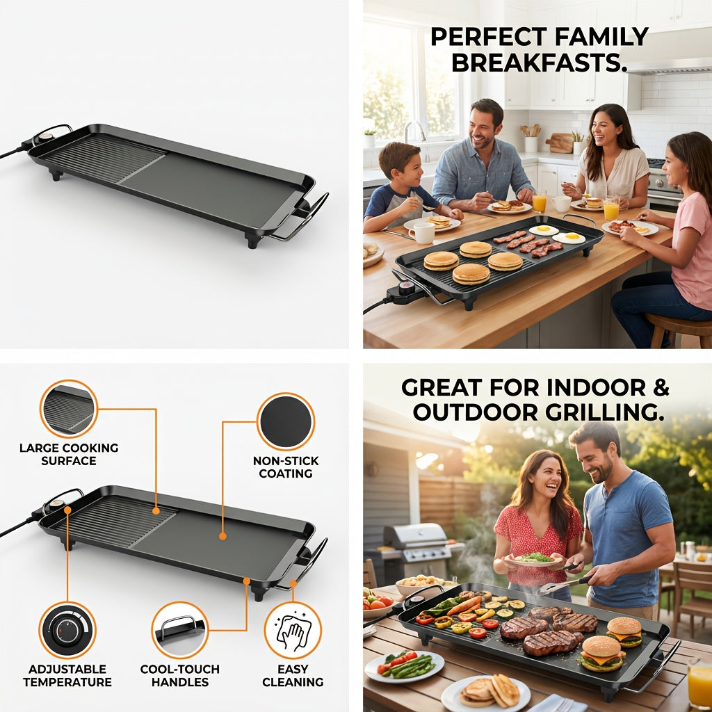 2-in-1 Electric Tabletop Grill and Griddle