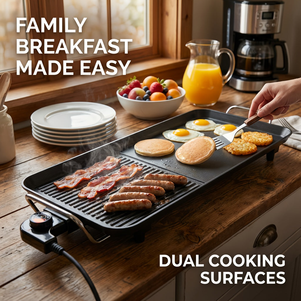 2-in-1 Electric Tabletop Grill and Griddle