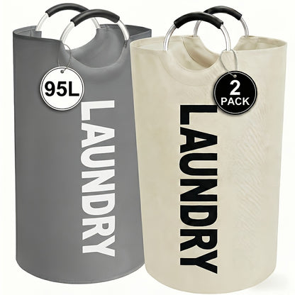 2pcs Large Laundry Basket | Foldable, Elevated, High Quality With Half Ring Handle Design | Brand: Moonrise