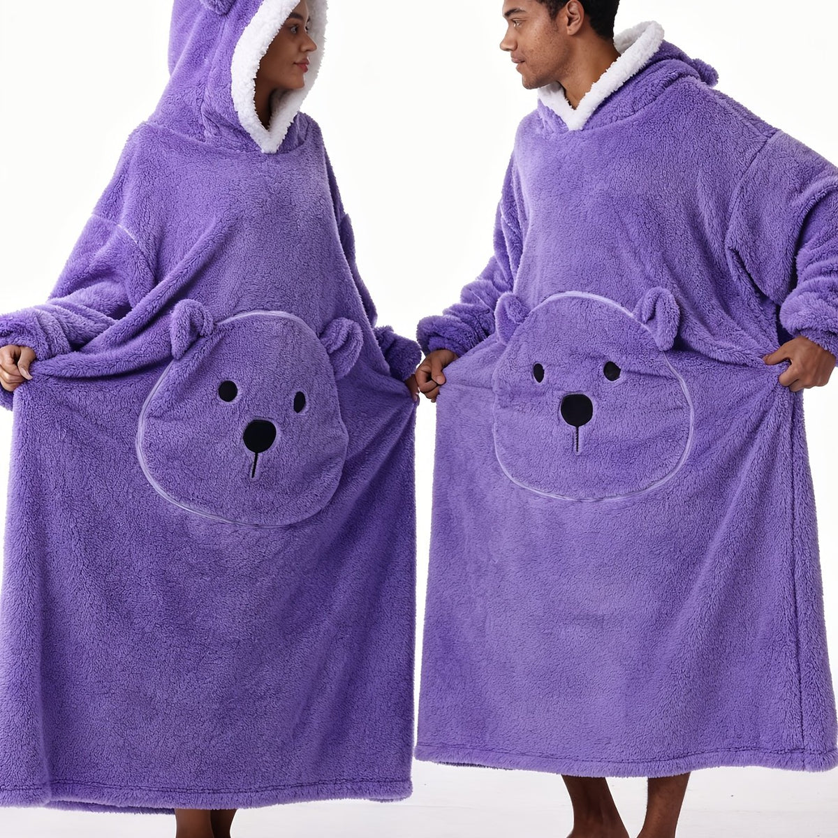 Winter Style--Fleece Style--Christmas--New Year Style--Extra Long, Extra Large, And Extra Thick--Bear Pocket--Men'S Novelty Hoodie--Machine Washable--13 Colors Available--Recommended Height 64.17inch-74.8inch/Recommended Weight 110.23LB-220.46LB--One Size