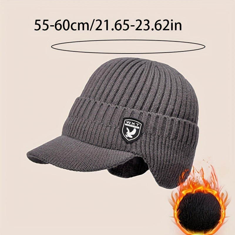 1pc Men's Winter -Lined Thickened Cold Weather Hat, Outdoor Cycling Windproof Warm Winter Ear Protection Beanie Hat, Suitable for Outdoor Travel Warmth, Thick Cycling Cold-Proof Ear Protection Ted Hat, Suitable for Christmas parties, festive outfits