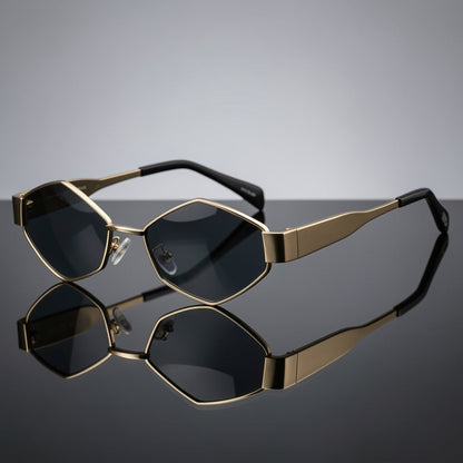 Aurelio Noir Geometric Gold Sunglasses