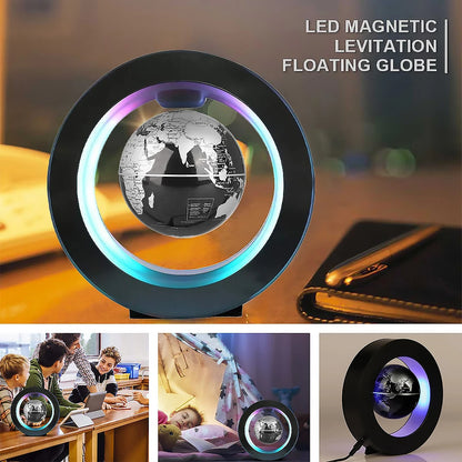 LED magnetic levitation floating globe on a desk with people around