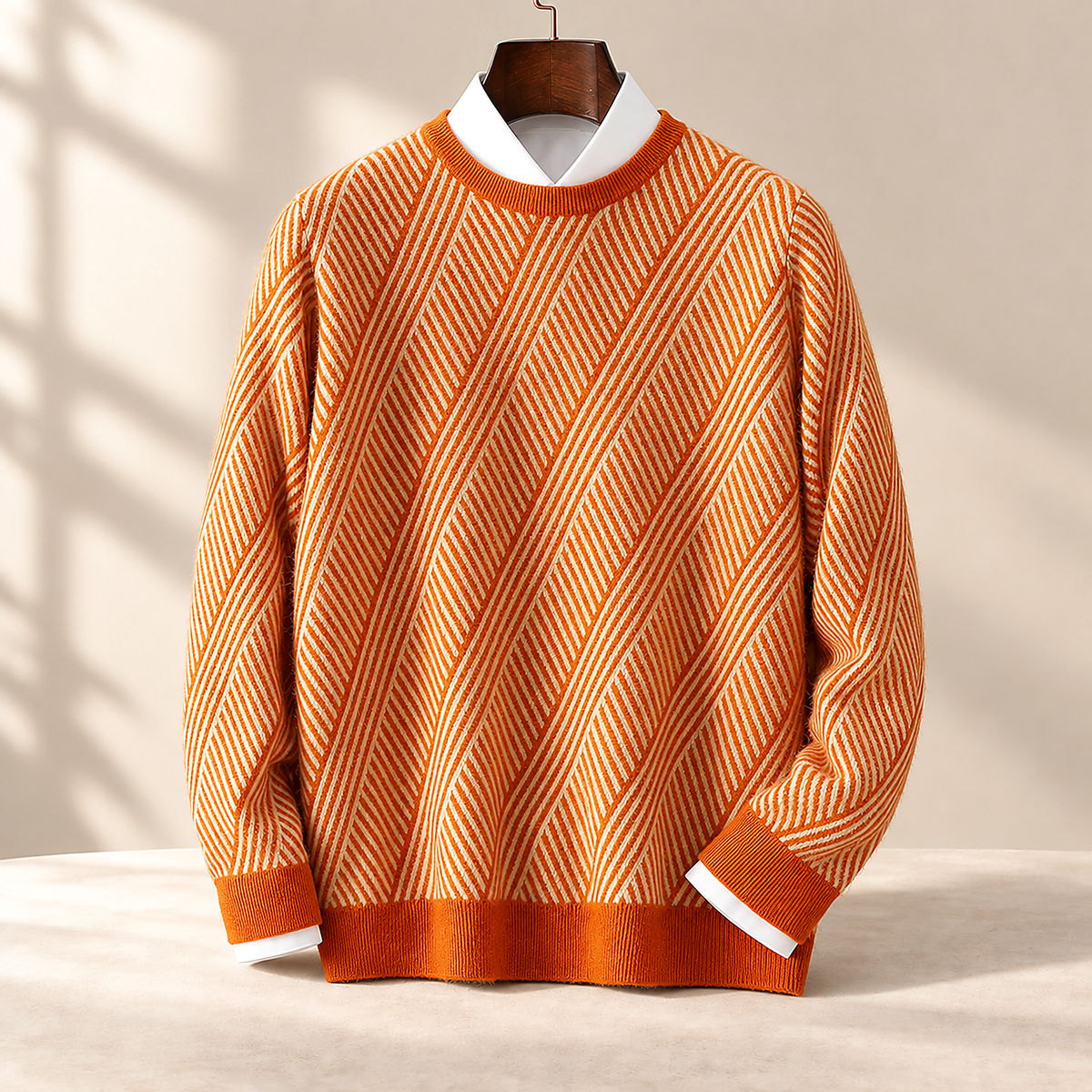 Chevron Knit Crewneck Sweater