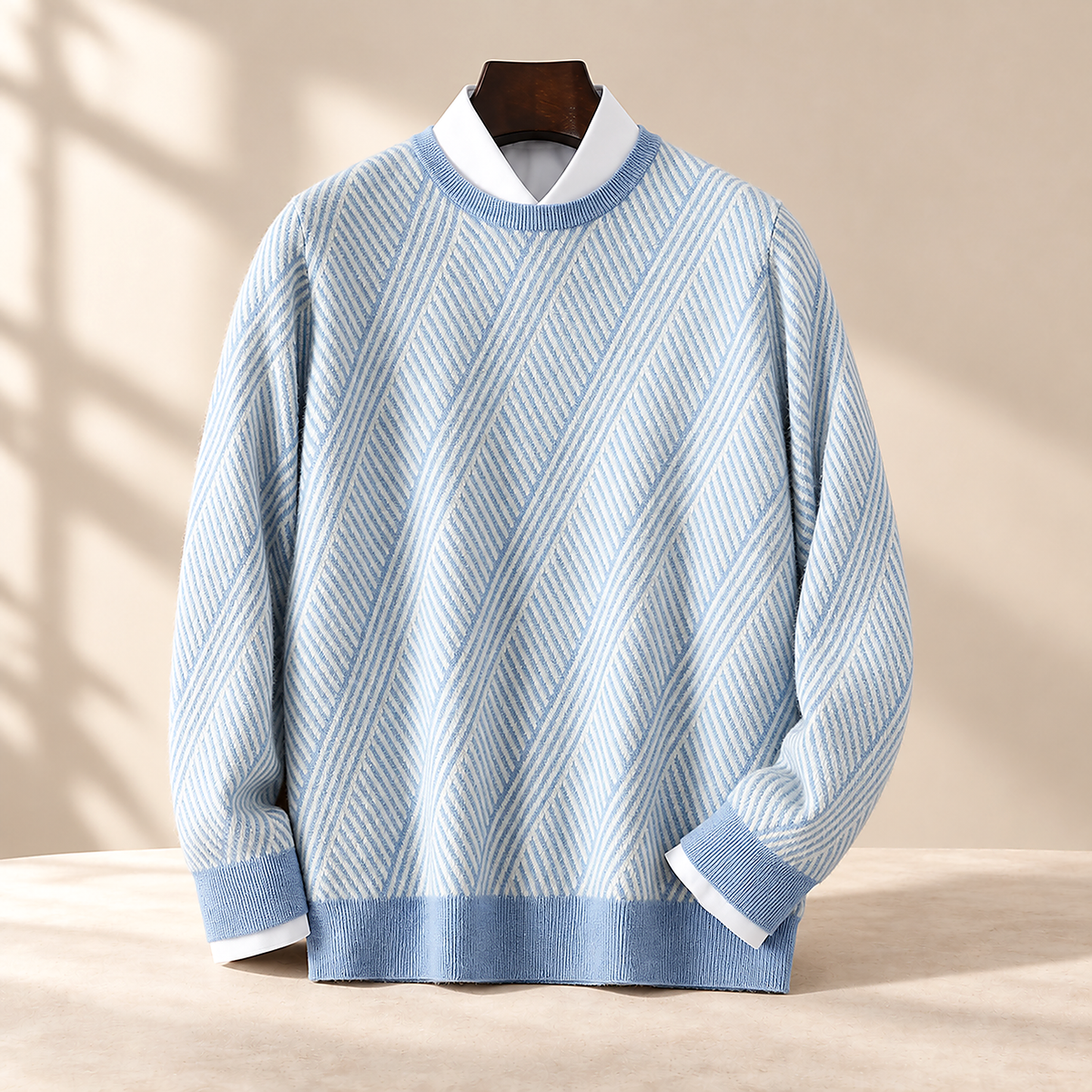 Chevron Knit Crewneck Sweater