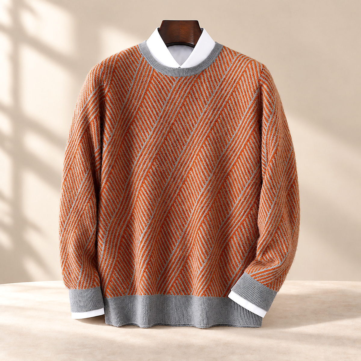 Chevron Knit Crewneck Sweater